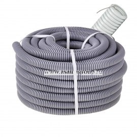 Труба гофрированная ПВХ (гофра, шланг) с протяжкой D16мм серая